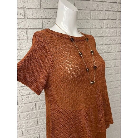 Bluivy Women Brown Asymmetric Hem Knit Drawstring Waist 2 Pcs Skirt Set Size S N - Picture 6 of 11